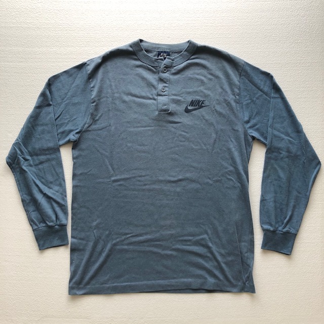 NIKE Long Sleeve Henley Shirt/Navy Tag/80s